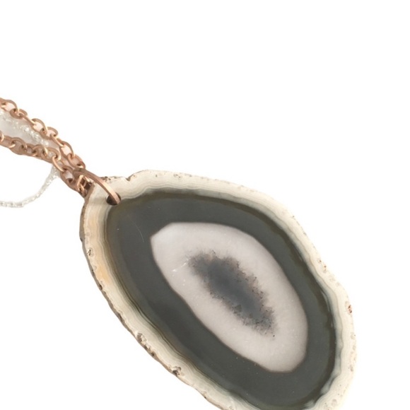 new Robert Rose ✲ Polished Agate Slab Statement Necklace ✲ Rose Gold Link Chain - Picture 13 of 16
